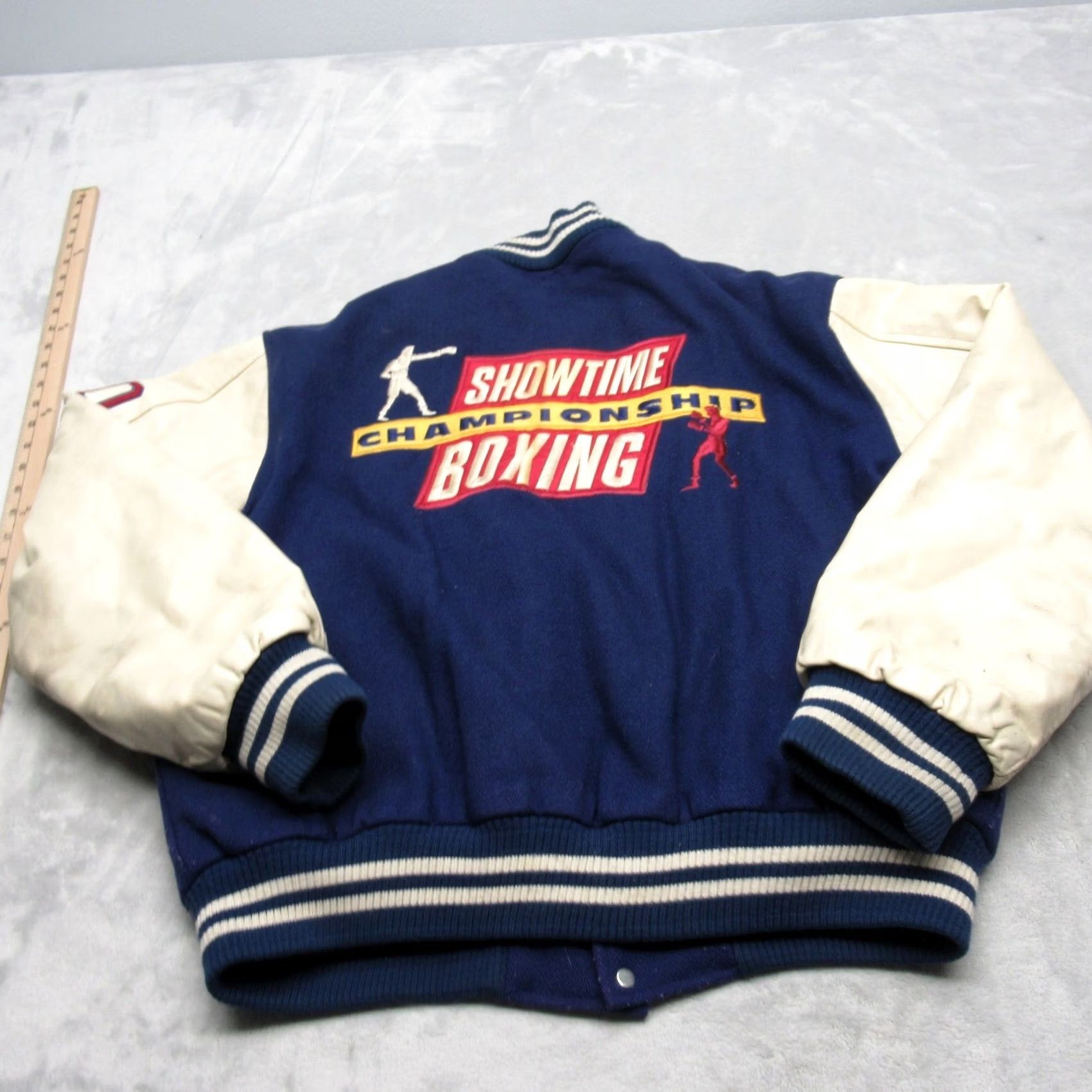 Thrasher Vintage Showtime Boxing Leather Jacket Mens Medium Blue Quilted USA Thrashed Size US M / EU 48-50 / 2 - 3 Thumbnail