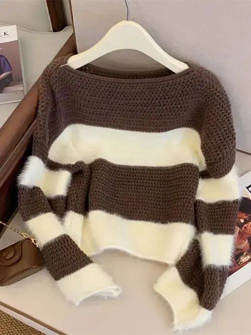 striped mohair loose sweater