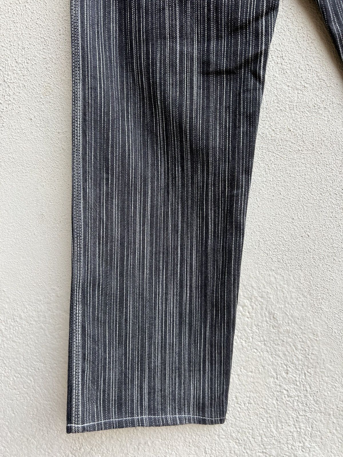 Pherrow's STORMY BLUE Japan Buckle Back Striped Carpenter Denim Jeans Size US 30 / EU 46 - 16 Thumbnail