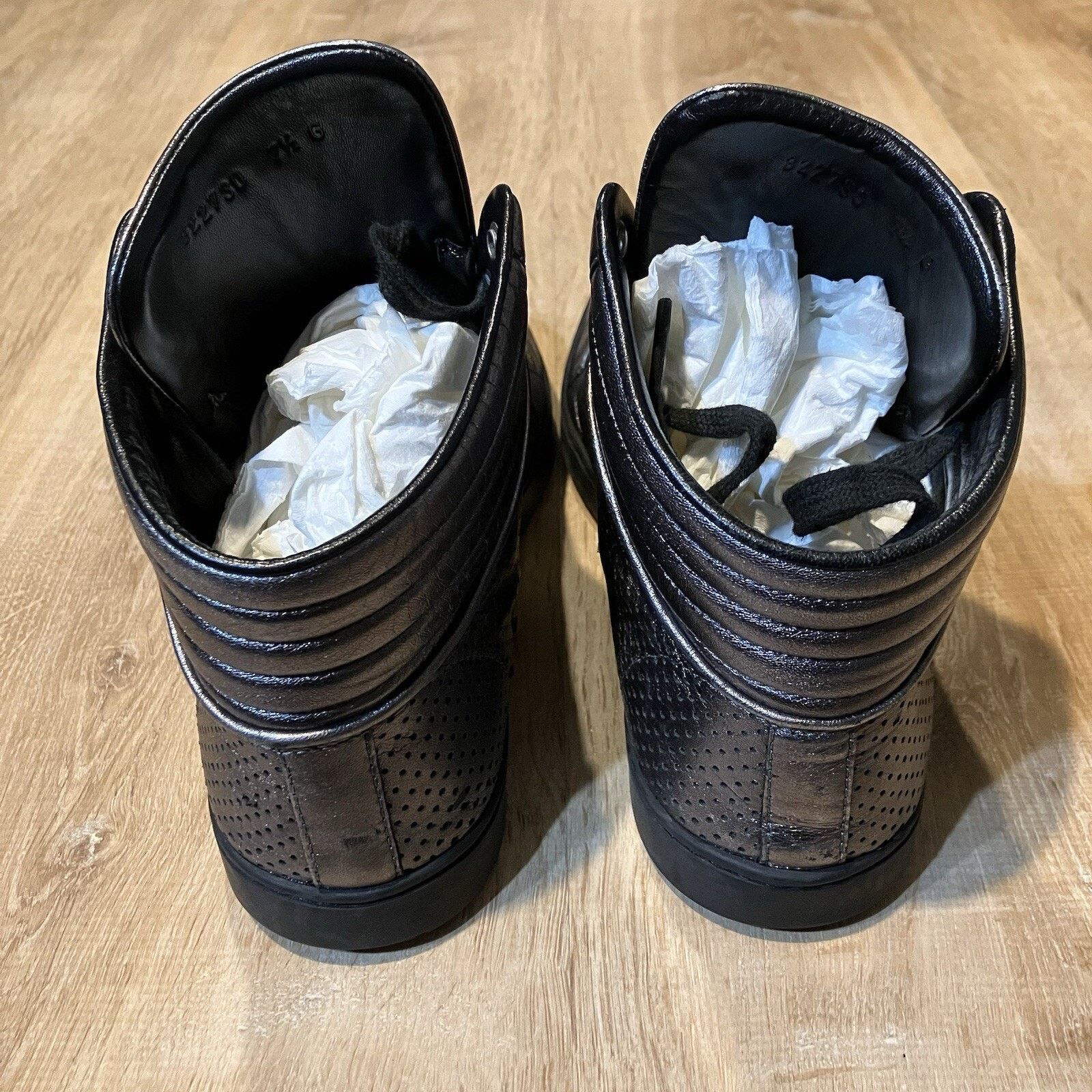 Gucci GUCCI GG Gray Platinum Metallic High Top Leather 322730 Size US 8.5 / EU 41-42 - 10 Thumbnail