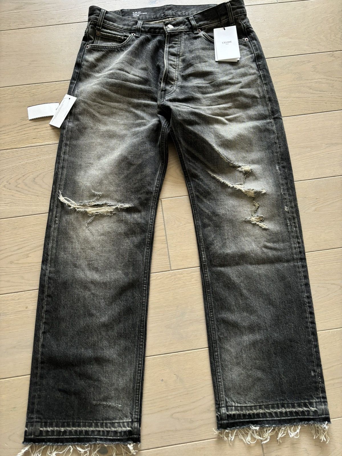 Celine Dirty black ripped/distressed Wesley baggy jeans | Grailed