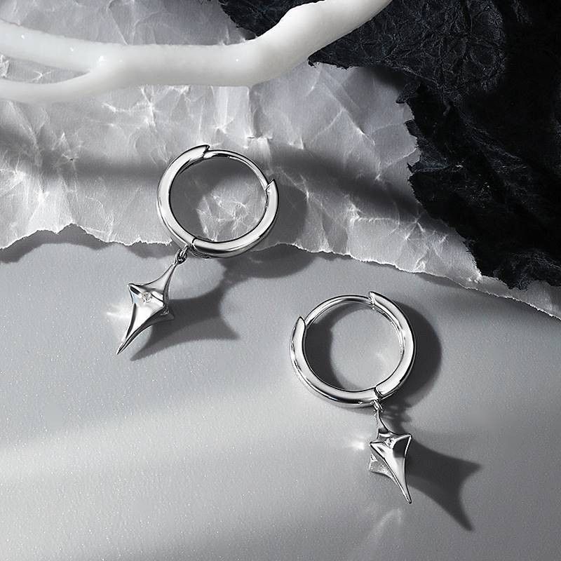 Jewelry × Sterling Silver Star Rare Earrings One Pairs Chrome Jewelry Size ONE SIZE - 6 Thumbnail
