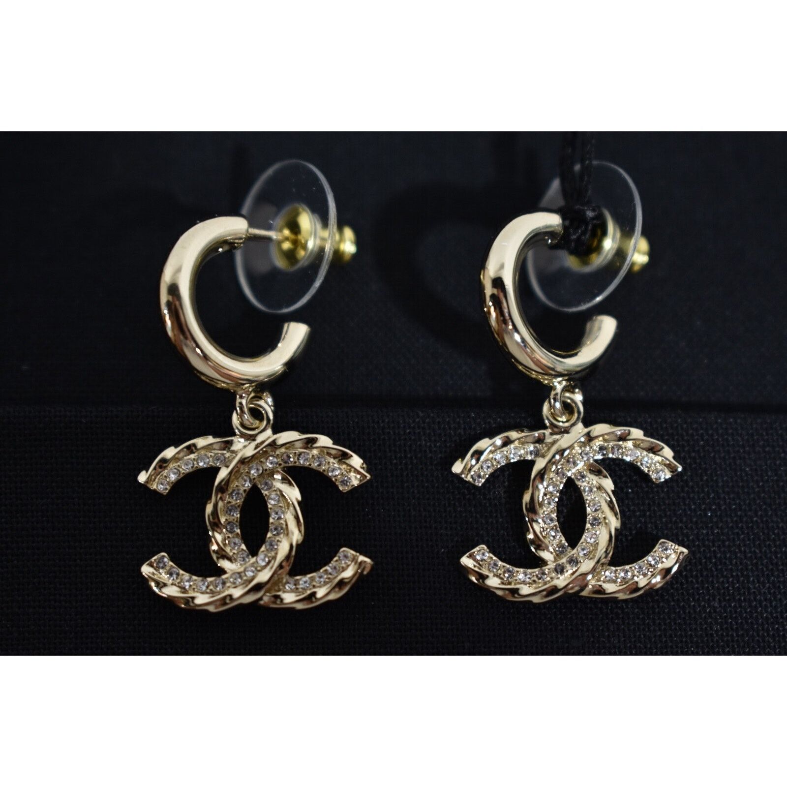 Chanel Chanel Gold Crystal Interlocking Statement Stud Earrings Size ONE SIZE - 5 Thumbnail