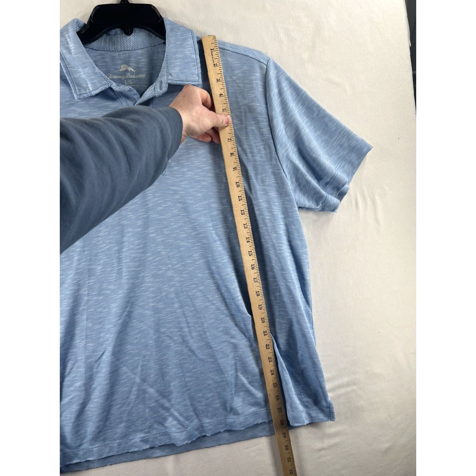 Tommy Bahama Tommy Bahama Polo Shirt Mens Large Blue Solid Cotton Island Zone Golf Casual Short Sleeve Size US L / EU 52-54 / 3 - 5 Thumbnail