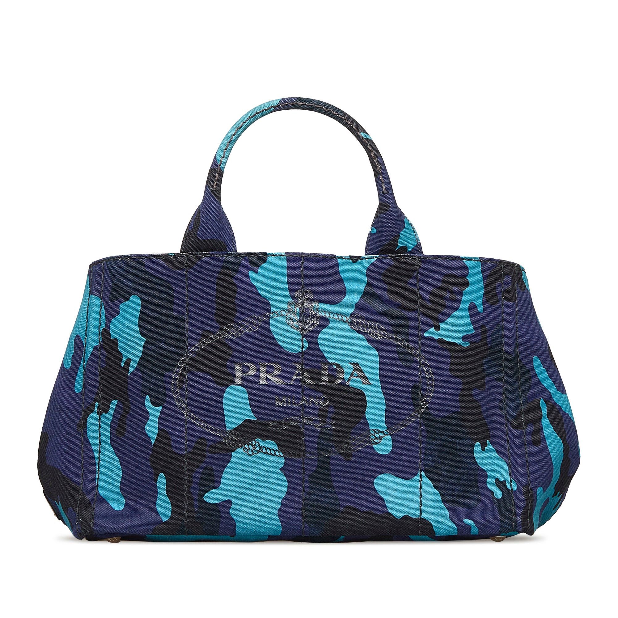 image of Prada Canapa Camouflage Satchel in Black, Women's