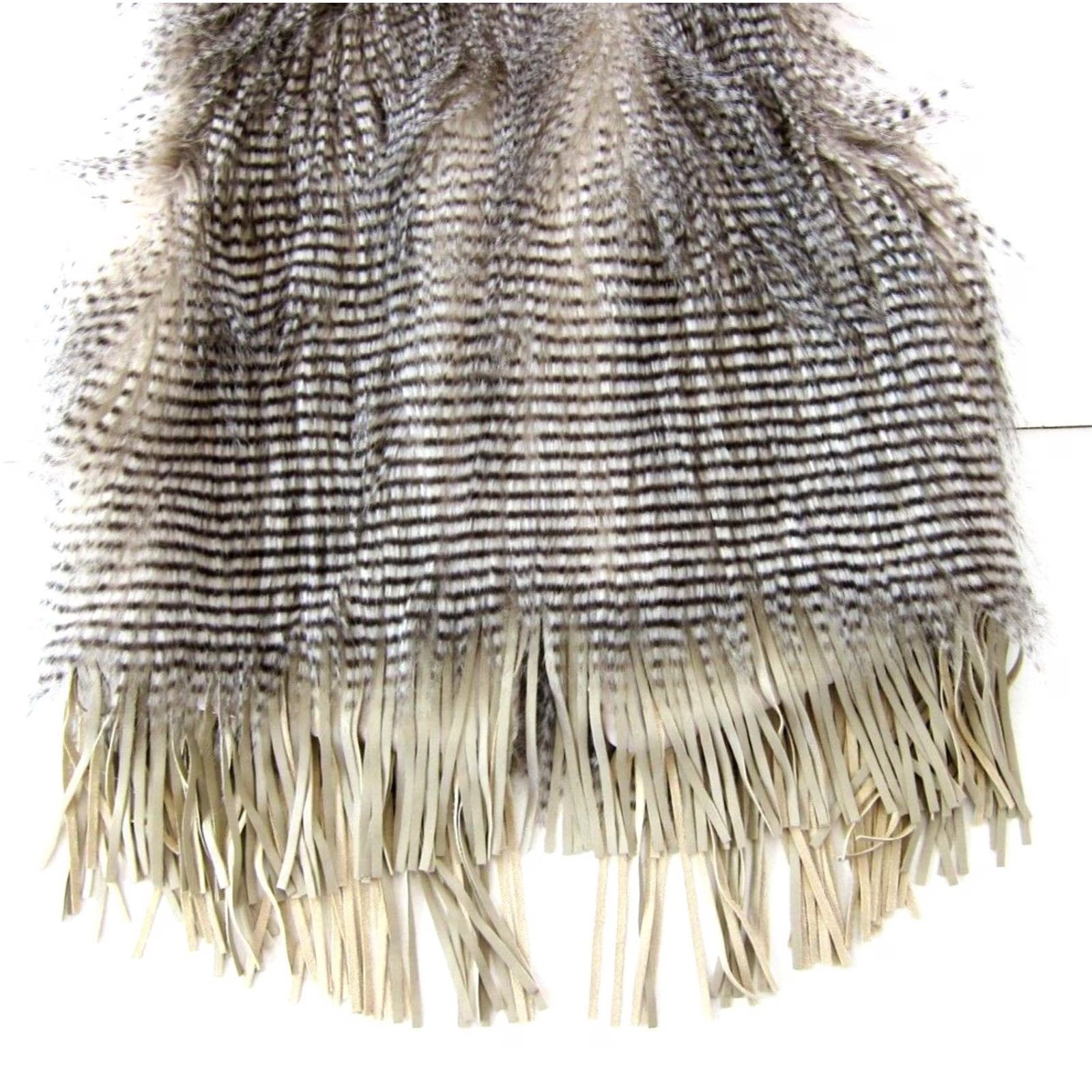Andrew Marc Andrew Marc New York Faux Fur Vest Women Small Fringe Stripe Brown Beige Size S / US 4 / IT 40 - 7 Thumbnail