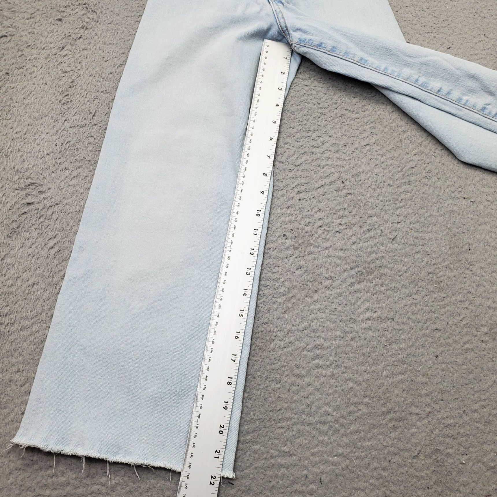 Zara Zara Jeans Womens 9 Blue Denim High Rise Adjustable Waist Frayed Hem Wide Leg Shirt? Size 30" / US 8 / IT 44 - 3 Thumbnail