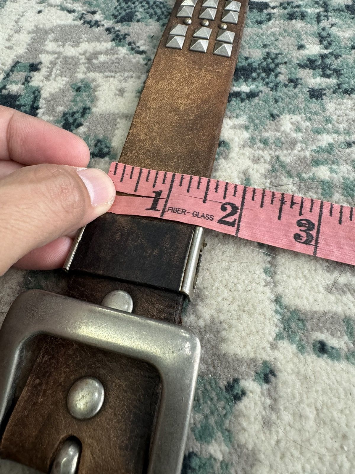 Japanese Brand GARRISON STUDDED LEATHER BELT Size 36 - 3 Thumbnail