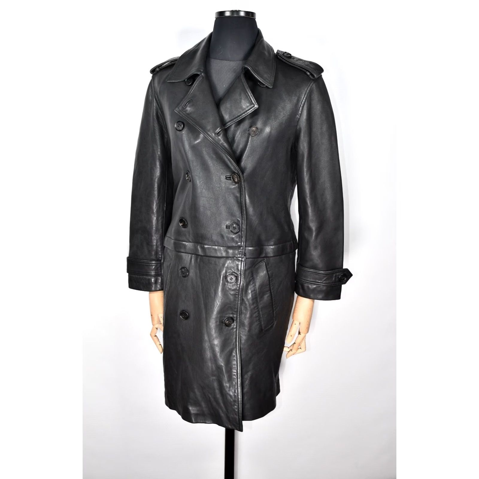 Allsaints AllSaints TRAE TRENCH Convertible Jacket Women US 6 Black Leather Trench Coat Mid-Length Long Sleeve Button Dry Clean Only Modern Vintage: No Womens Size M / US 6-8 / IT 42-44 - 5 Thumbnail