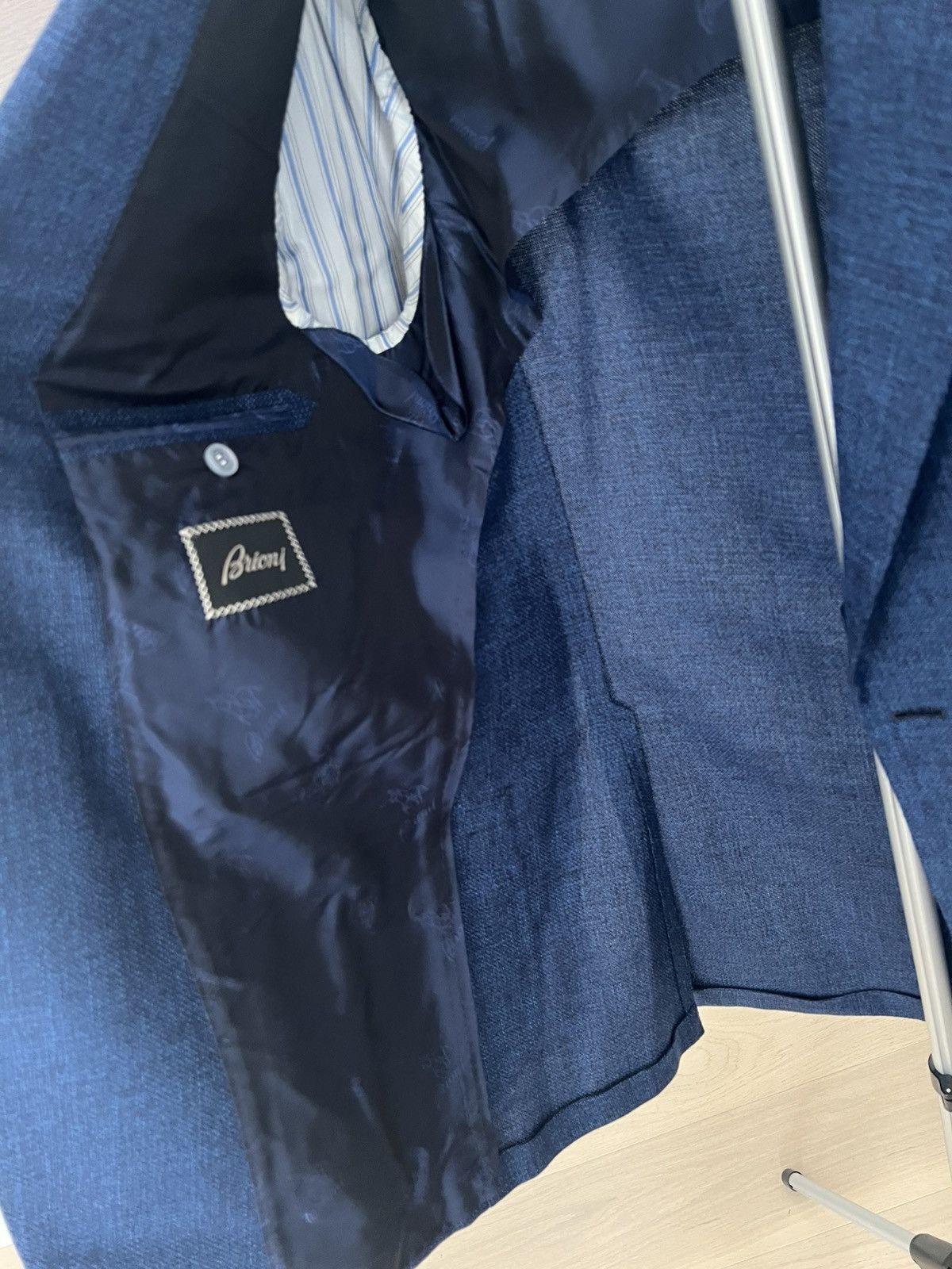 Brioni Brioni Mens 42L US / 52L IT Blue Textured Wool Blazer Jacket Size 42L - 6 Thumbnail