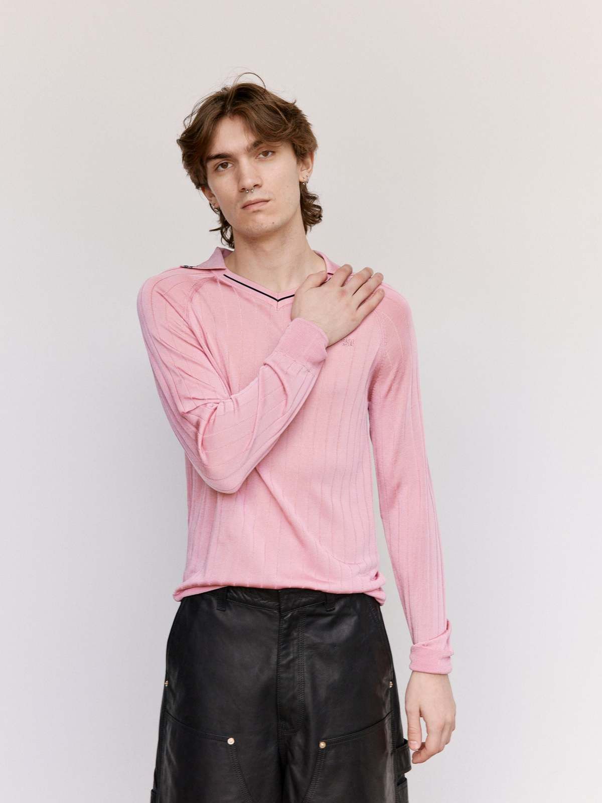 Wales Bonner o1mle0825 Roots Polo Shirt in Pink Size US L / EU 52-54 / 3 - 7 Thumbnail