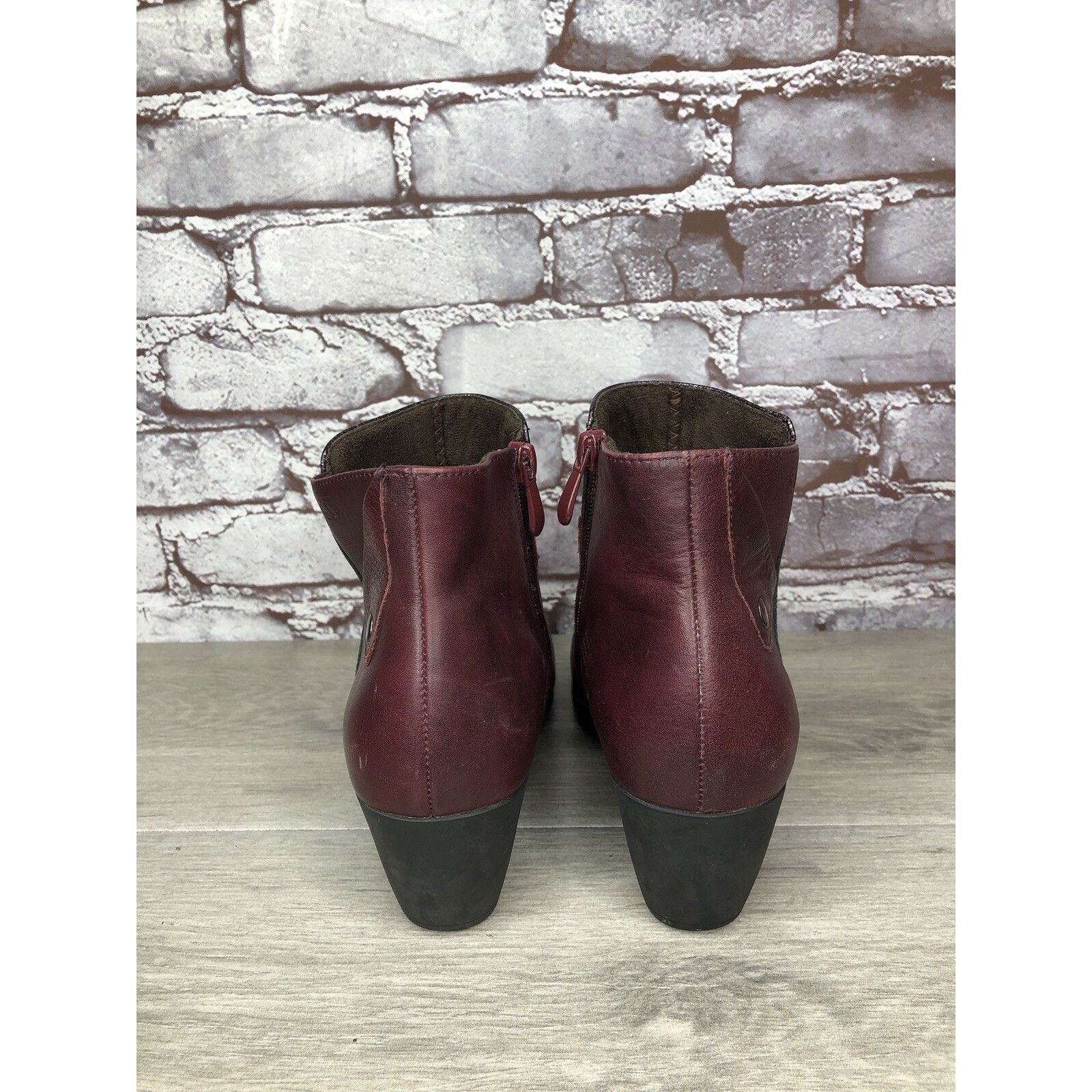 Other Treintas Burgundy Leather Pebble Ankle Side Zip Heel Boots W Size US 8.5 / IT 38.5 - 15 Thumbnail