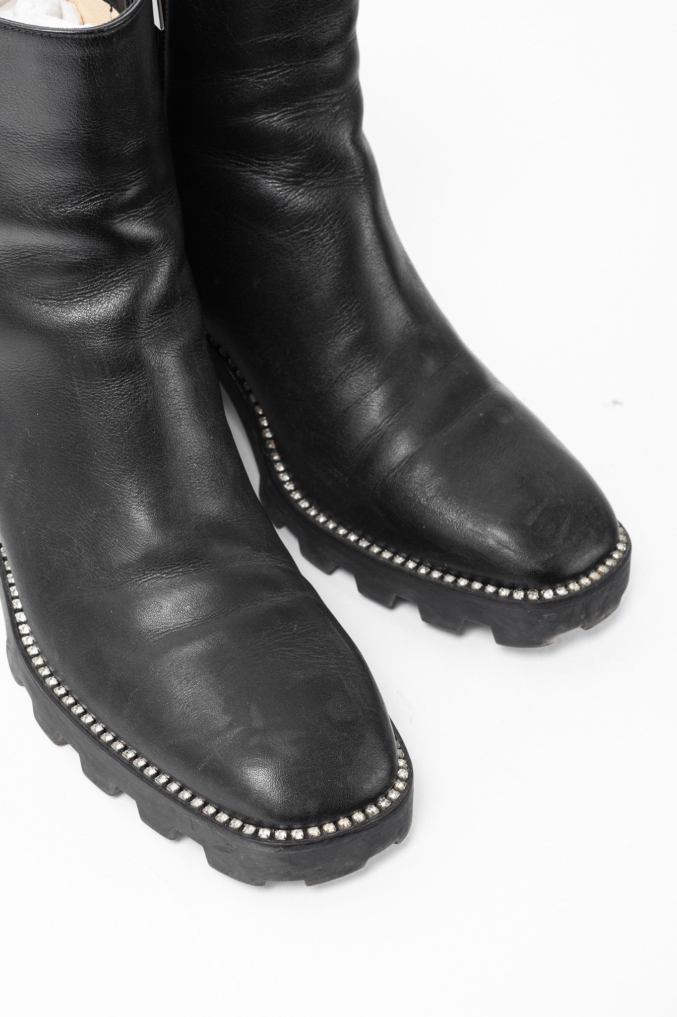 Jimmy Choo Jimmy Choo Mava 35 Smooth Leather Crystal-Trim Ankle Boots Size US 7 / IT 37 - 6 Thumbnail