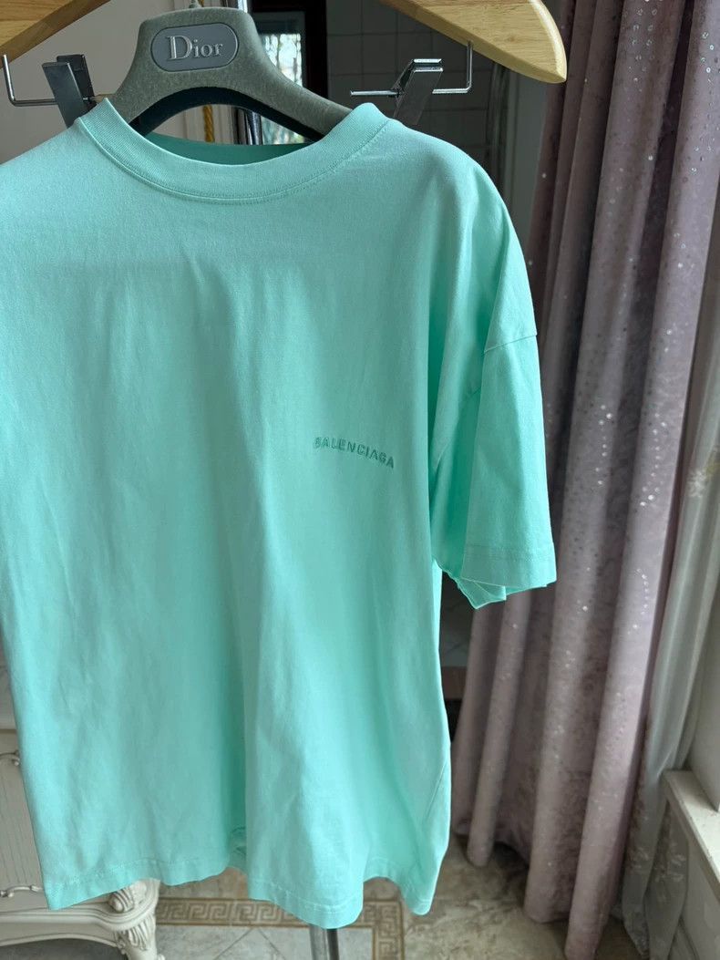 Balenciaga Balenciaga Mint Green Embroidered Logo TShirt-2505 Size US XS / EU 42 / 0 - 4 Thumbnail
