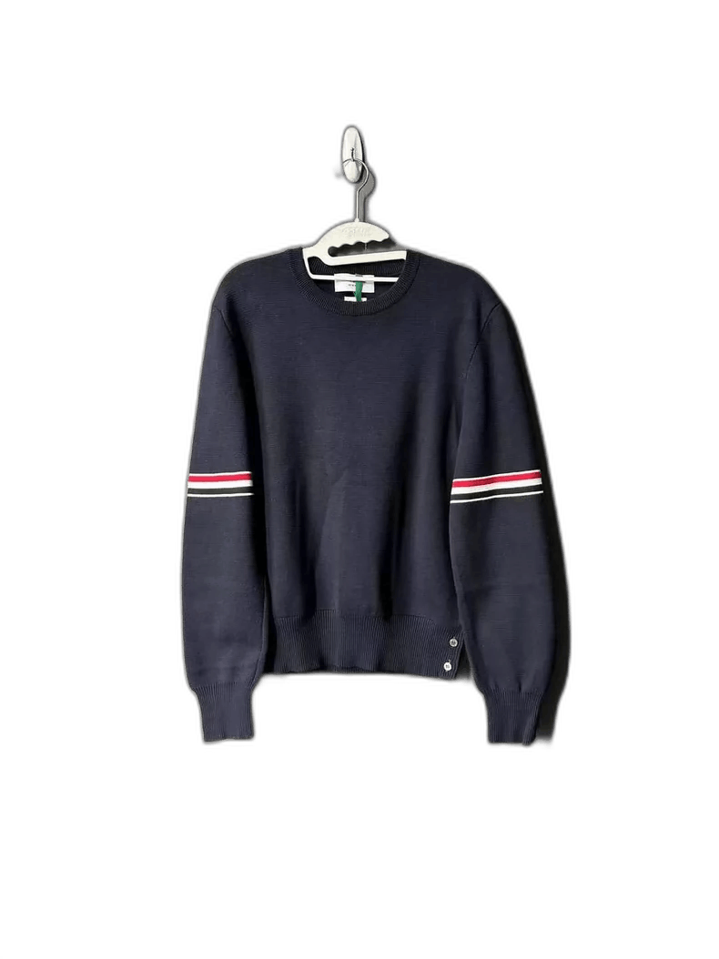 Thom Browne Thom Browne Navy Blue Sweater with Stripes Size US M / EU 48-50 / 2 - 1 Thumbnail