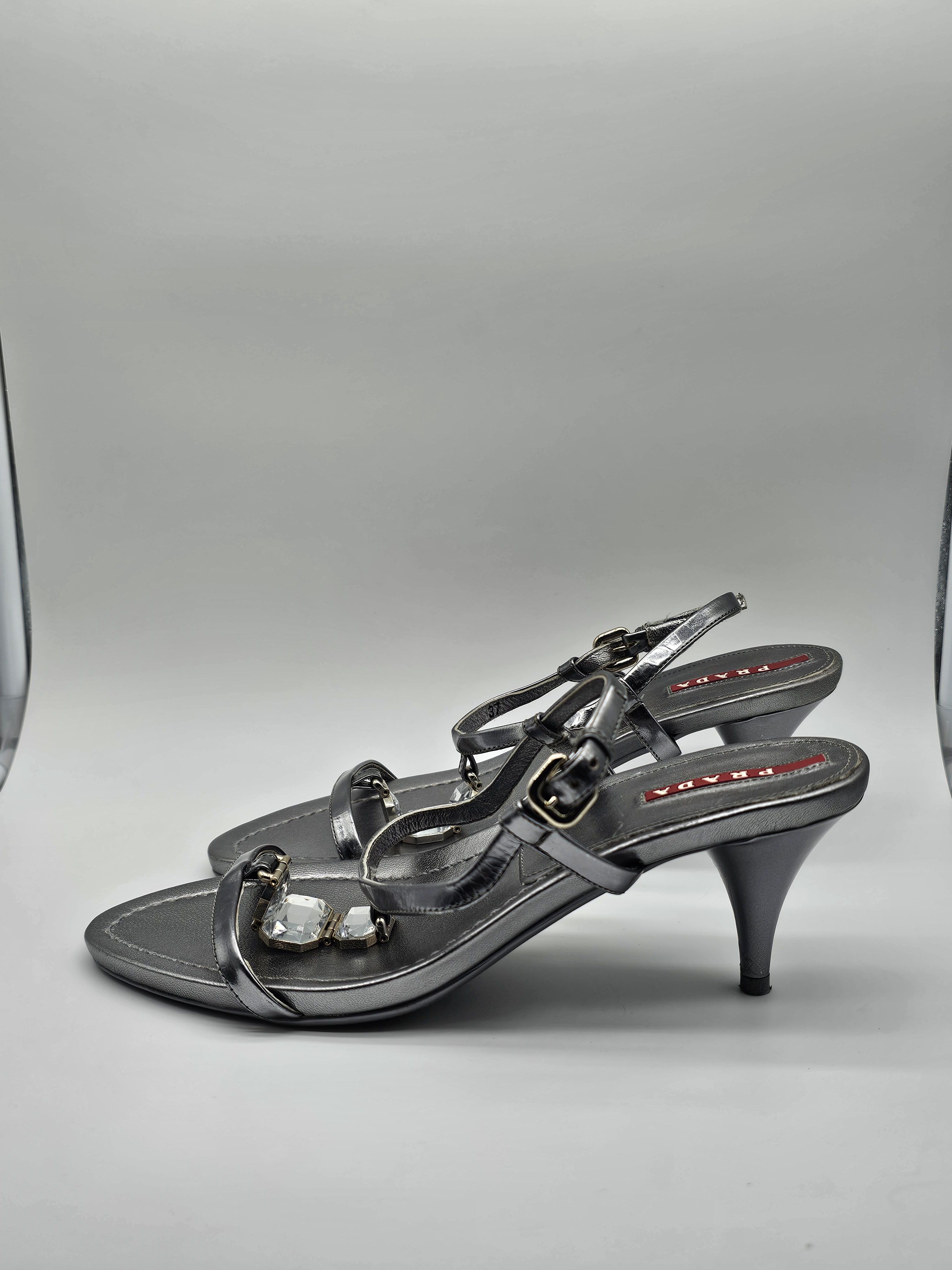 Prada Prada Silver Slingback Sandals Size US 6.5 / IT 36.5 - 3 Thumbnail