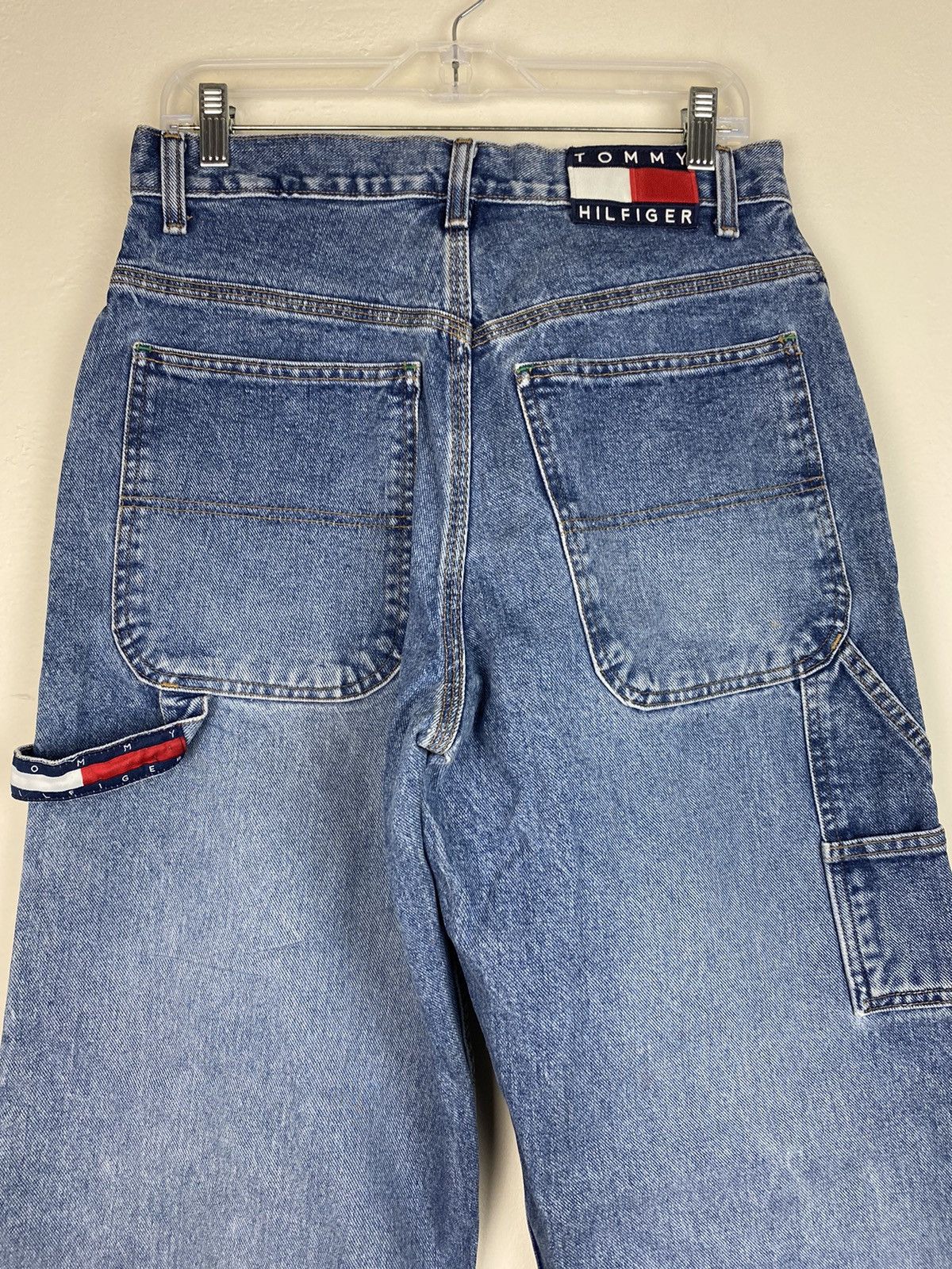 Tommy Hilfiger 90’s Vintage Blue Tommy Jeans Carpenter Denim Jeans Baggy Size US 30 / EU 46 - 6 Thumbnail