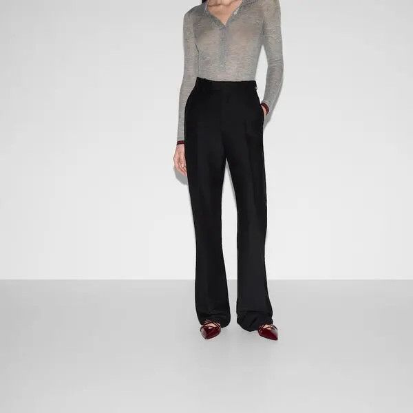 Gucci o1la5ras0526 Wool Silk Pants in Black Size 25" / US 0 / IT 36 - 3 Thumbnail