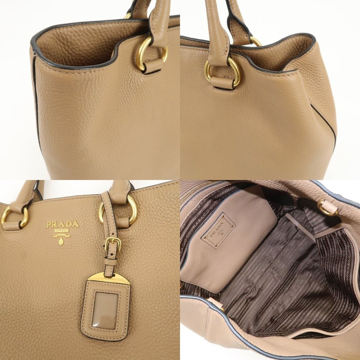 Prada Prada Logo Leather Tote Tan Size ONE SIZE - 6 Thumbnail