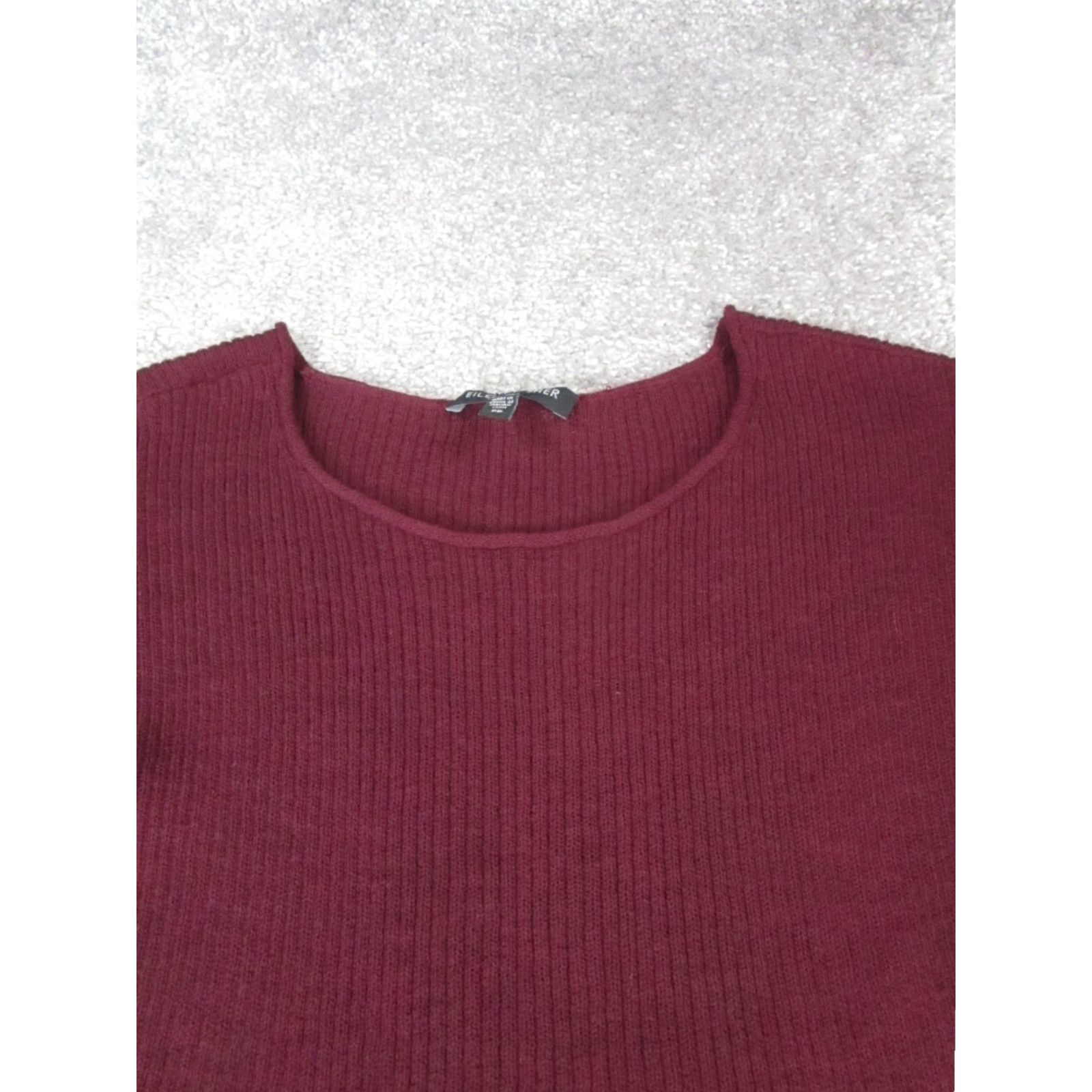 Eileen Fisher VINTAGE Eileen Fisher Sweater Dress Womens PP Burgundy Wool Knit Blouson Short Sleeve Pullover Knit Dress Petite Women Blouson, Sweater Dress Size XXS / US 00 / IT 34 - 2 Thumbnail
