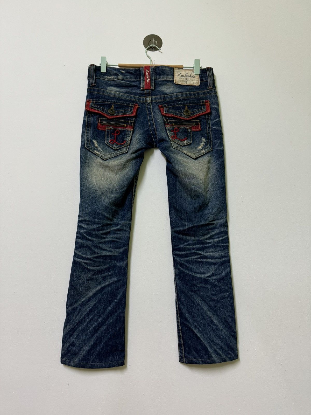 If Six Was Nine × Le Grande Bleu (L.G.B.) × Vintage VTG LOLITA DENIM DISTRESSED MUD WASH LOW RISE DENIM Size US 31 - 2 Thumbnail