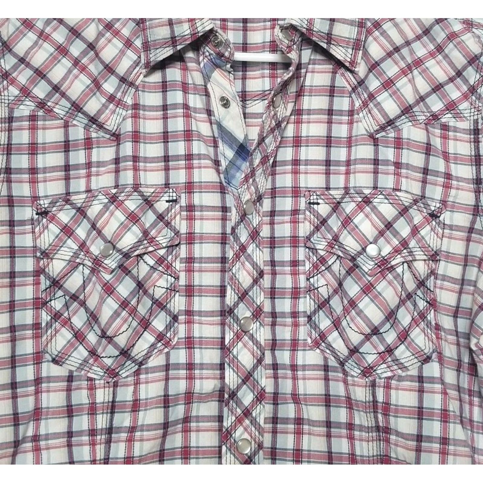 True Religion True Religion Mens M Western Pearl Snap Shirt Button Up Plaid Short Sleeve Size US M / EU 48-50 / 2 - 3 Thumbnail