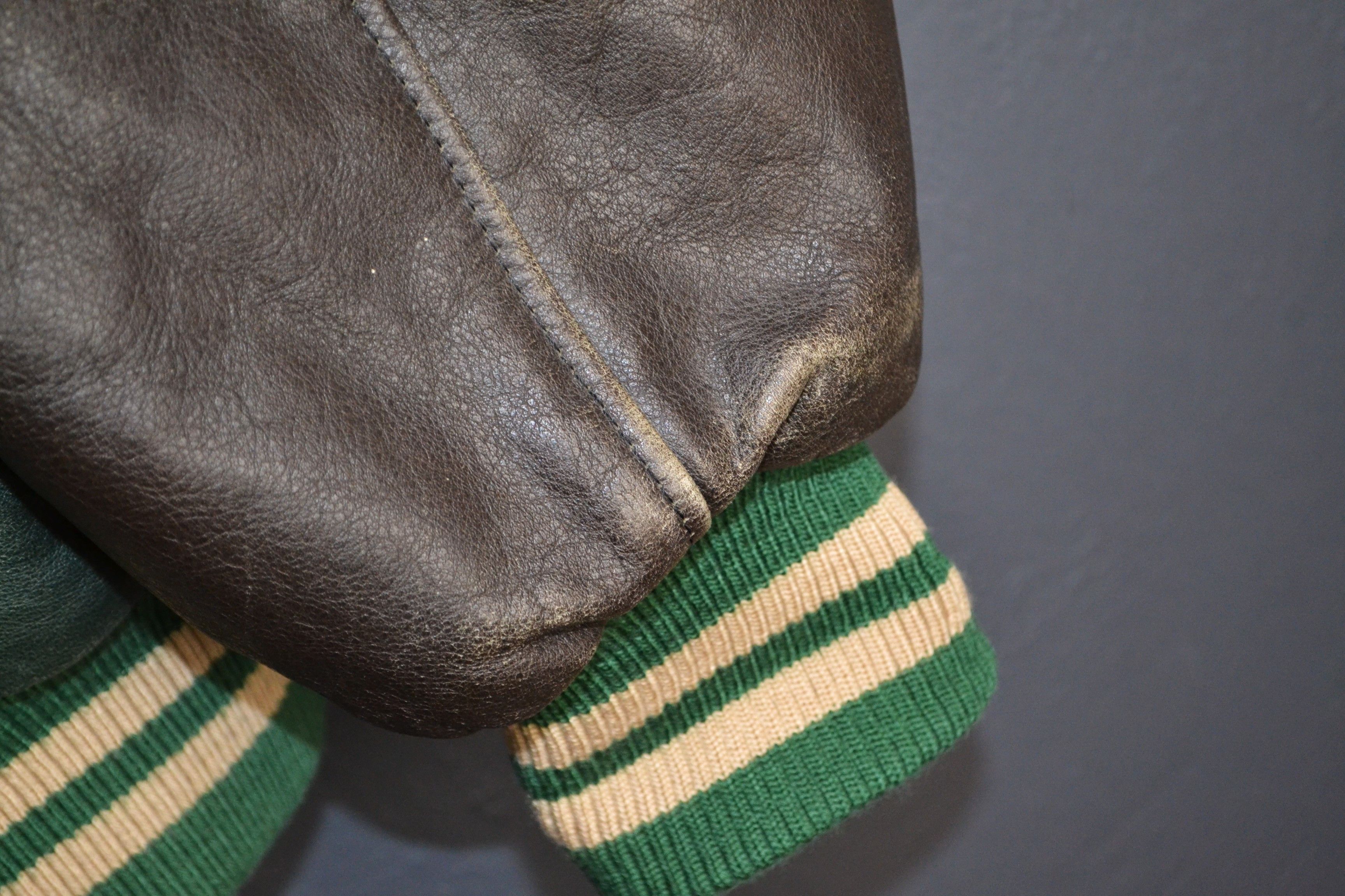 Roots Roots Vintage 90s Green Ford Build Tough Leather Varsity XXL Size US XXL / EU 58 / 5 - 9 Thumbnail
