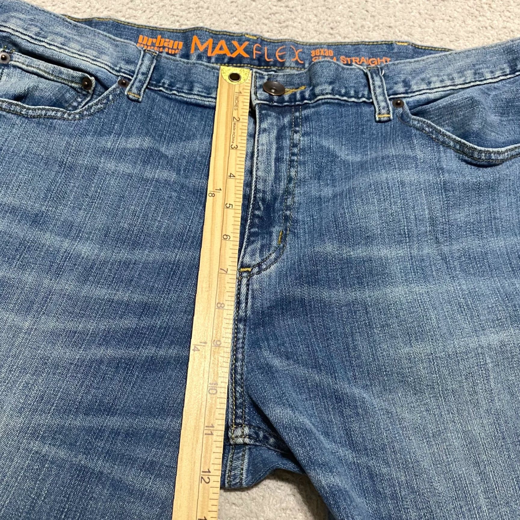 Vintage Urban Pipeline Jeans Men Slim Straight 38x30 Blue Denim Mid Rise Medium Wash 5-Pocket Design Size US 38 / EU 54 - 7 Thumbnail