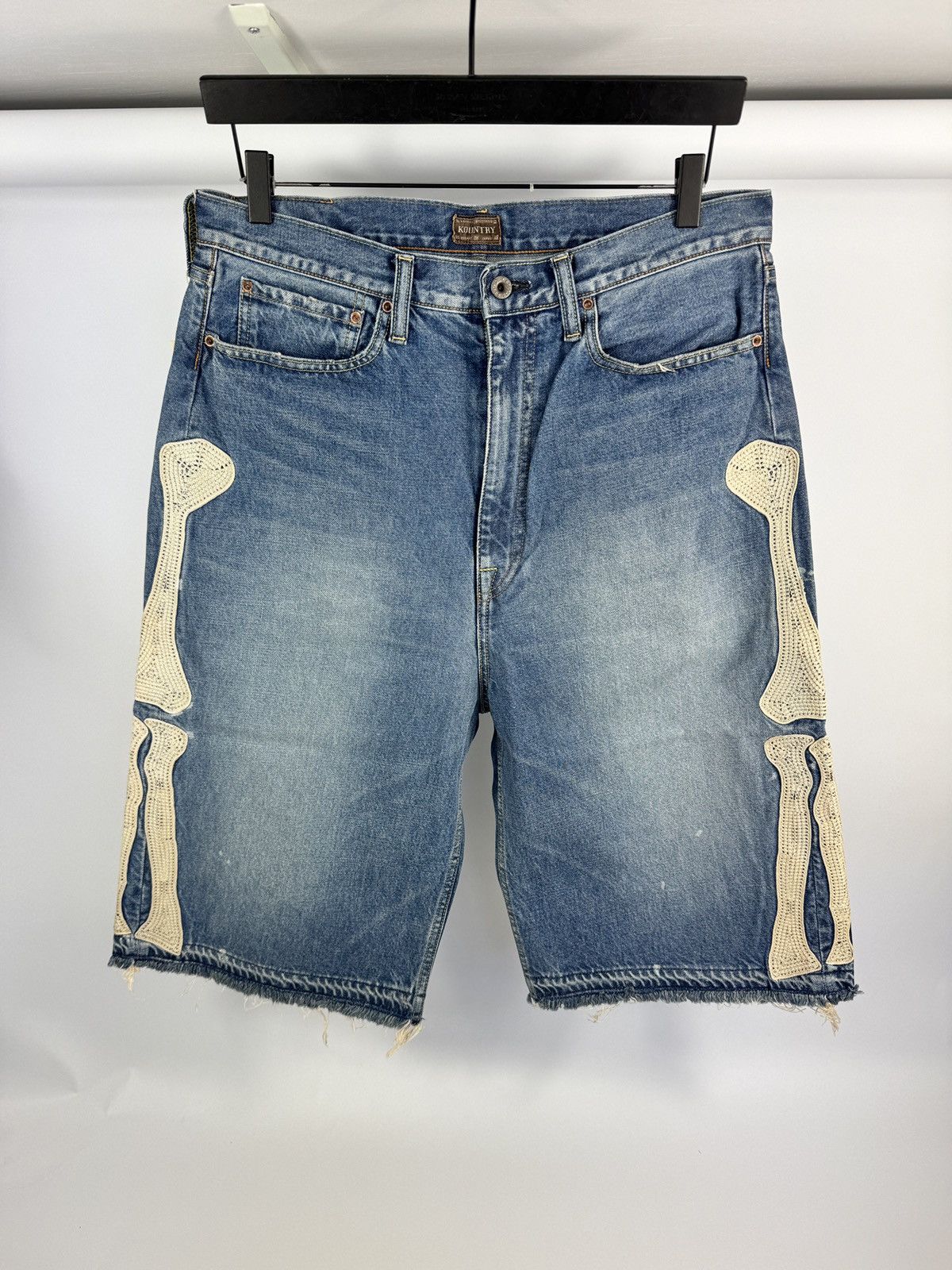 Kapital Bone X-ray embroidered 3 quarter denim shorts Size US 36 / EU 52 - 1 Thumbnail