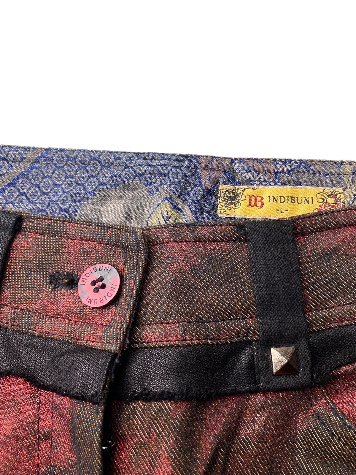 Hysteric Glamour 2000's Indibuni Wax Dyed Maroon Flared Pants Size US 29 - 5 Thumbnail
