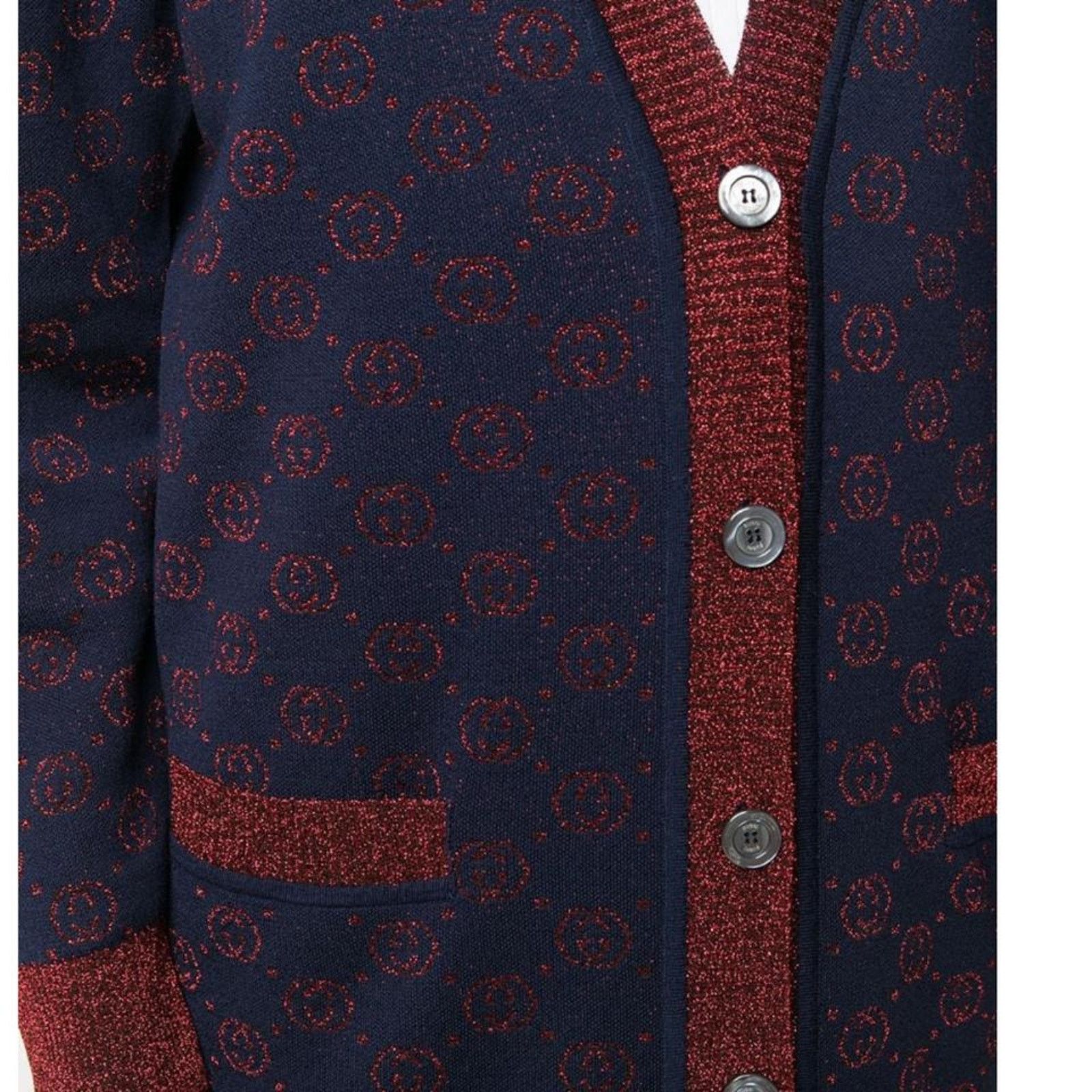 Gucci GG supreme logo metallic cardigan Size S / US 4 / IT 40 - 5 Thumbnail