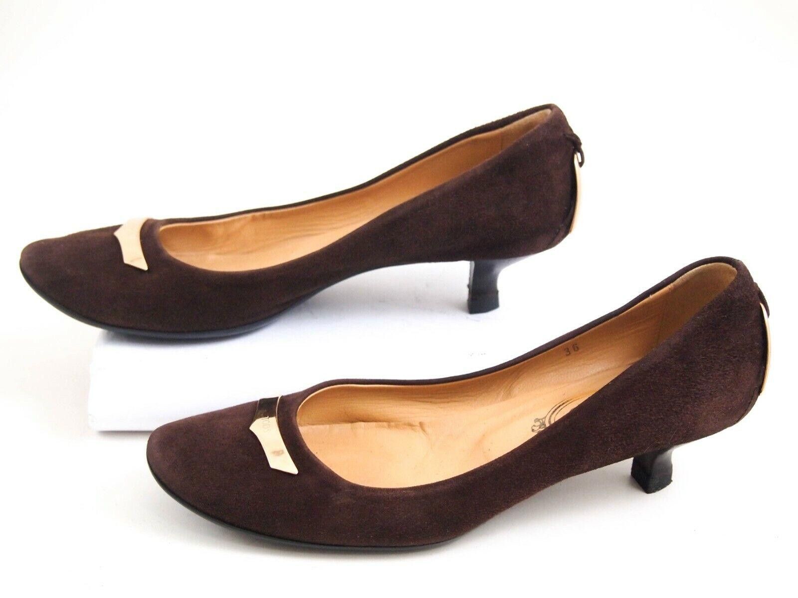 Tod's Tod's Low Heel Pumps Brown Suede Womens US 6 EU 36 Size US 6 / IT 36 - 4 Thumbnail