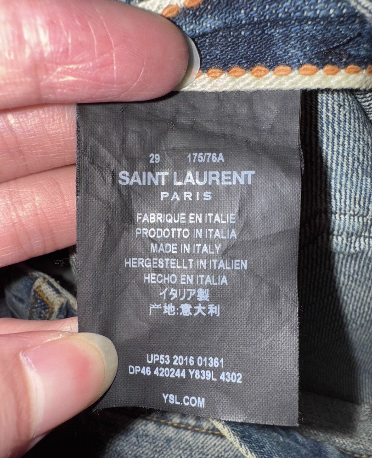 Saint Laurent Paris SLP 17SS "Cat Paw" Distressed Single-Slash Denim Jeans Size US 29 - 7 Thumbnail