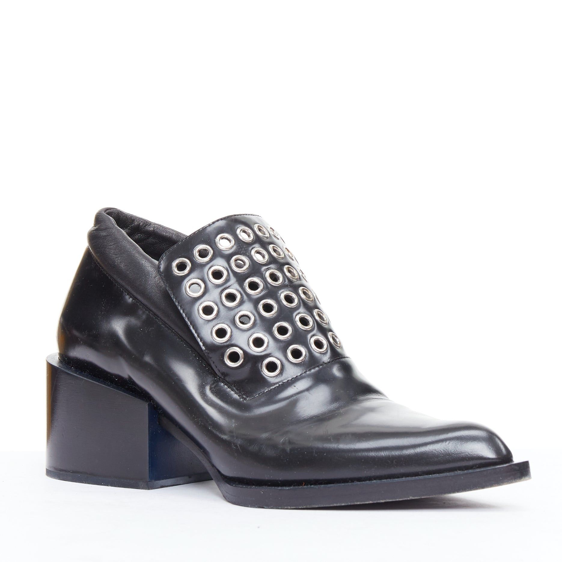 jil sander studded leather half boots JIL SANDER silver grommet
