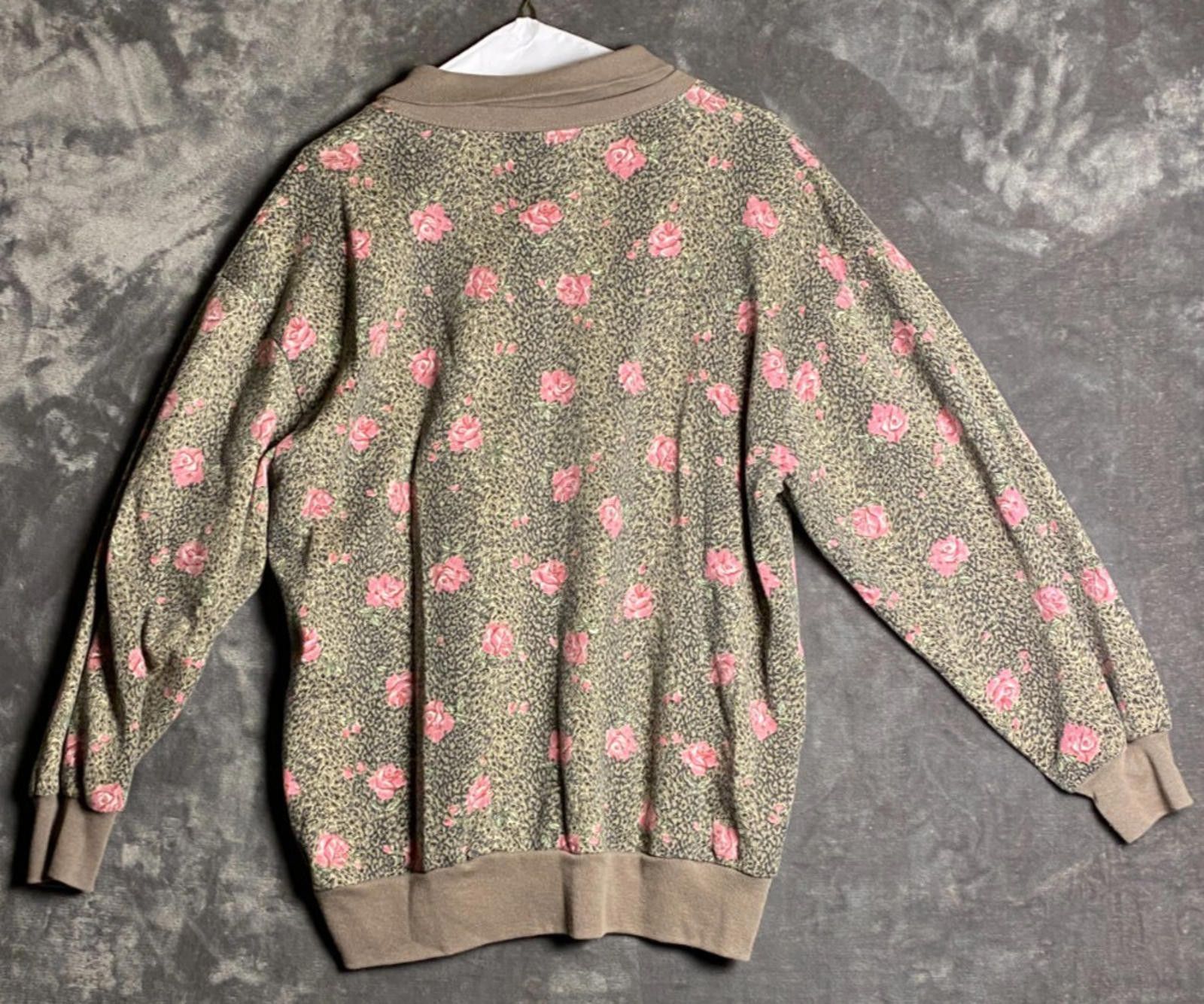 Haband 80s Haband For Her Collared Floral Brown SweatShirt Sz. L B6 Size L / US 10 / IT 46 - 2 Thumbnail