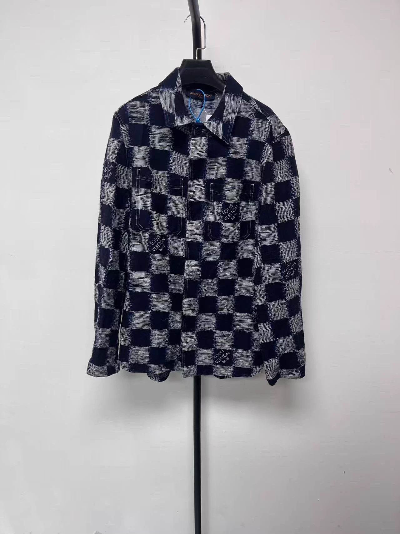 Louis Vuitton LOUIS VUITTON Gingham 1-Button Casual Jacket Men Gray XL Size US XL / EU 56 / 4 - 1 Thumbnail