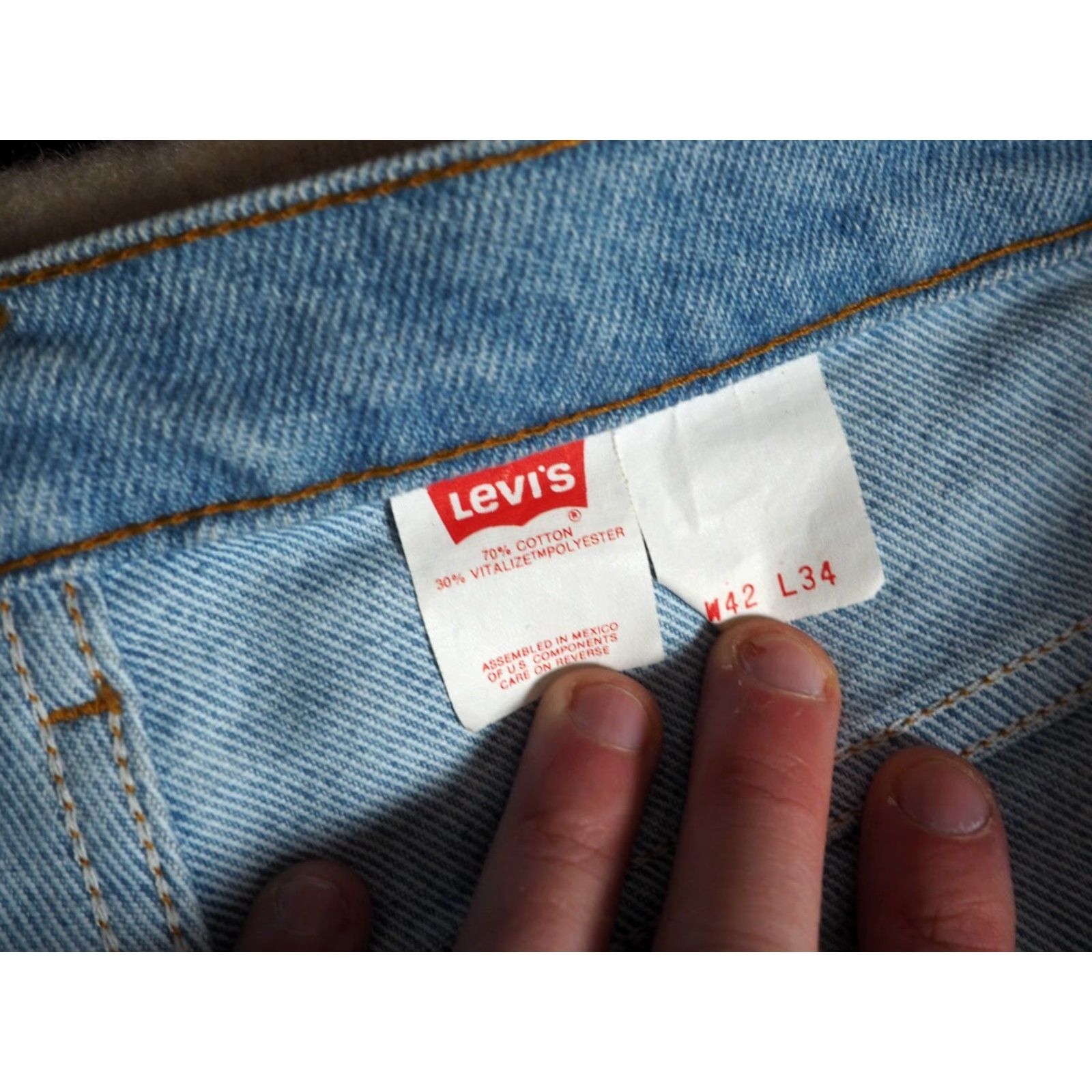 Levi's VTG Levi's Silver Medal Light Wash Denim Jeans 42x31 Mens Relaxed Straight 90s Blue Cotton Bag? Size US 42 / EU 58 - 6 Thumbnail