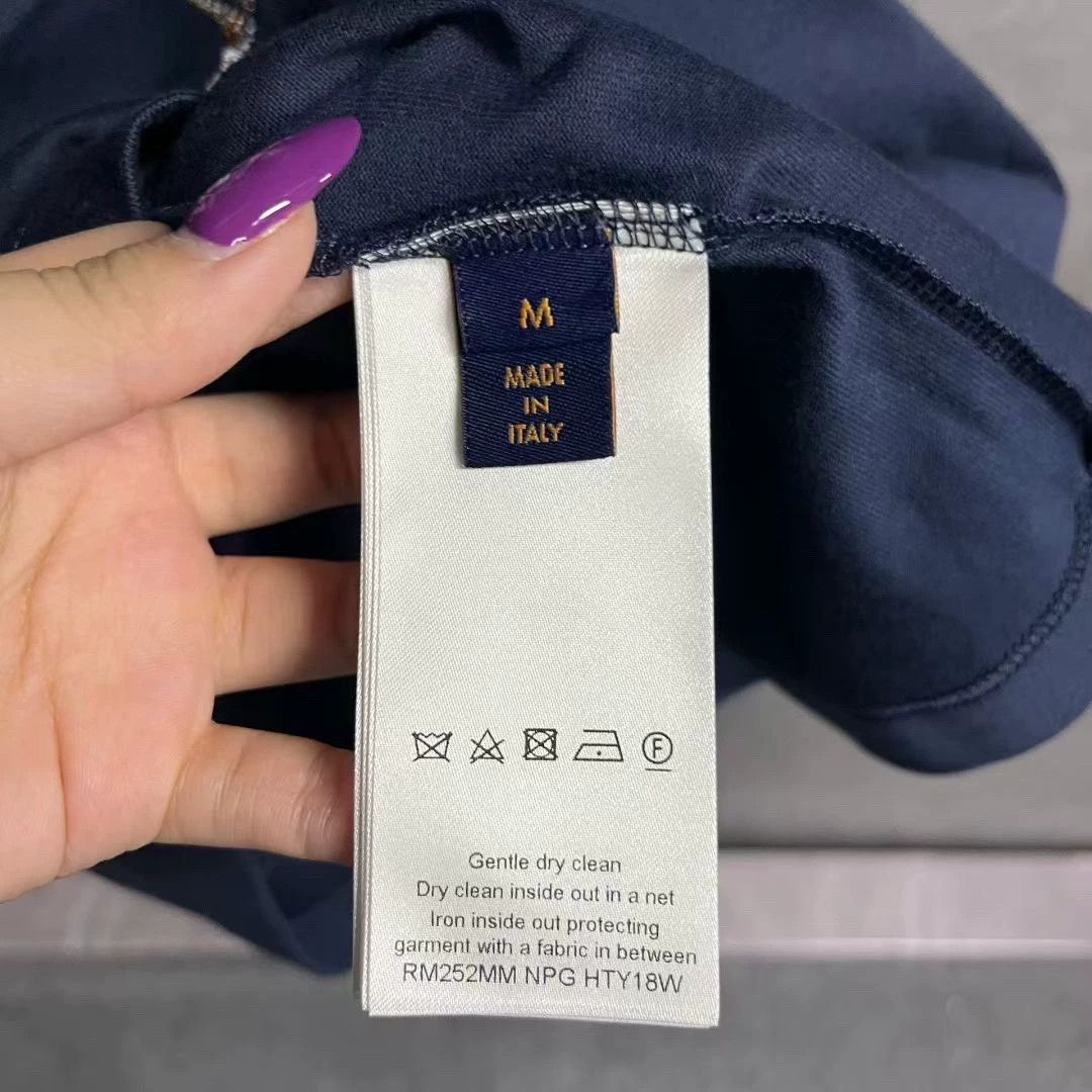 louis vuitton blue logo short sleeve t-shirt