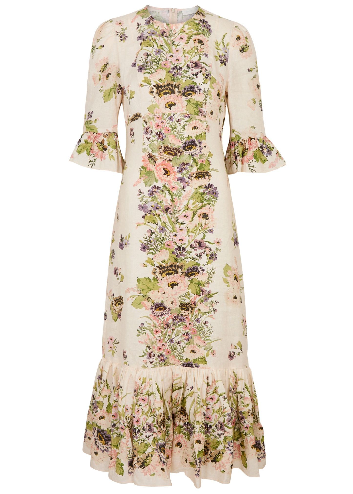 Zimmermann oc11z0525 Halliday Floral Print Linen Maxi Dress Multicolor Size M / US 6-8 / IT 42-44 - 1 Thumbnail