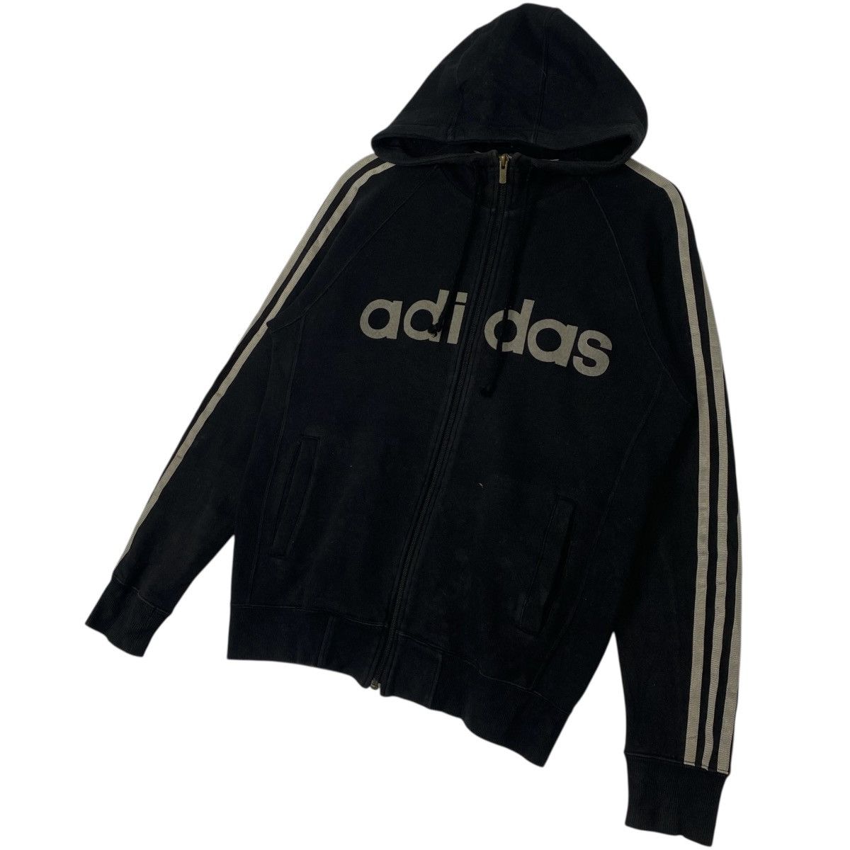 Other Vintage Adidas Full Zip Hoodie Sweater Black Big Size US S / EU 44-46 / 1 - 2 Thumbnail