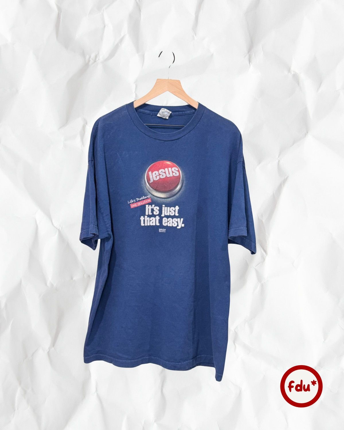 Other Vintage Y2K Kerusso “It’s Just That Easy” Jesus T-Shirt Size US XXL / EU 58 / 5 - 1 Thumbnail