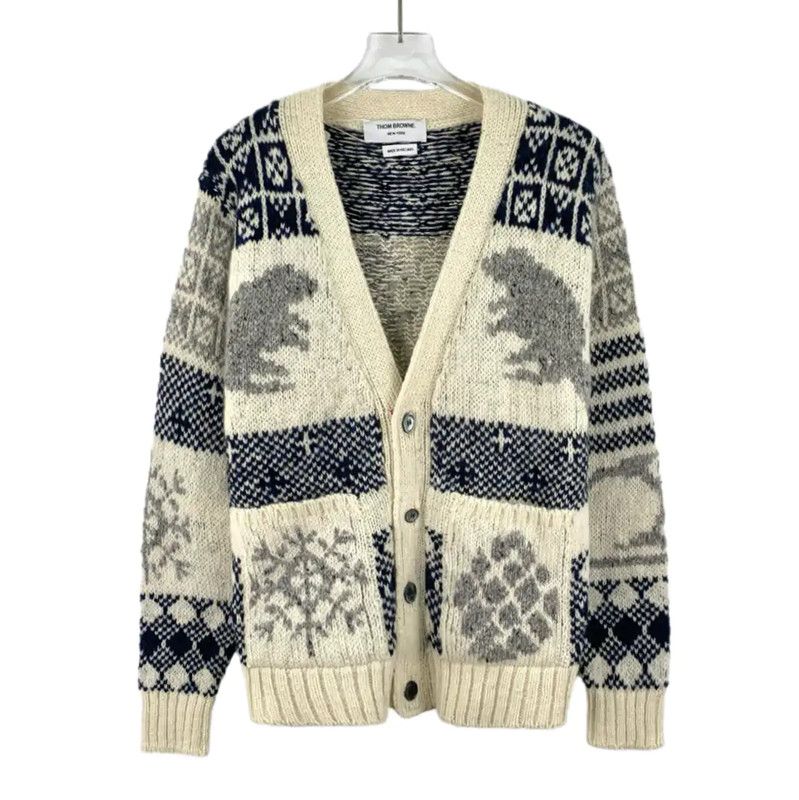 Thom Browne Thom Browne Color Block Wool Women's Cardigan 0089 Size S / US 4 / IT 40 - 1 Thumbnail