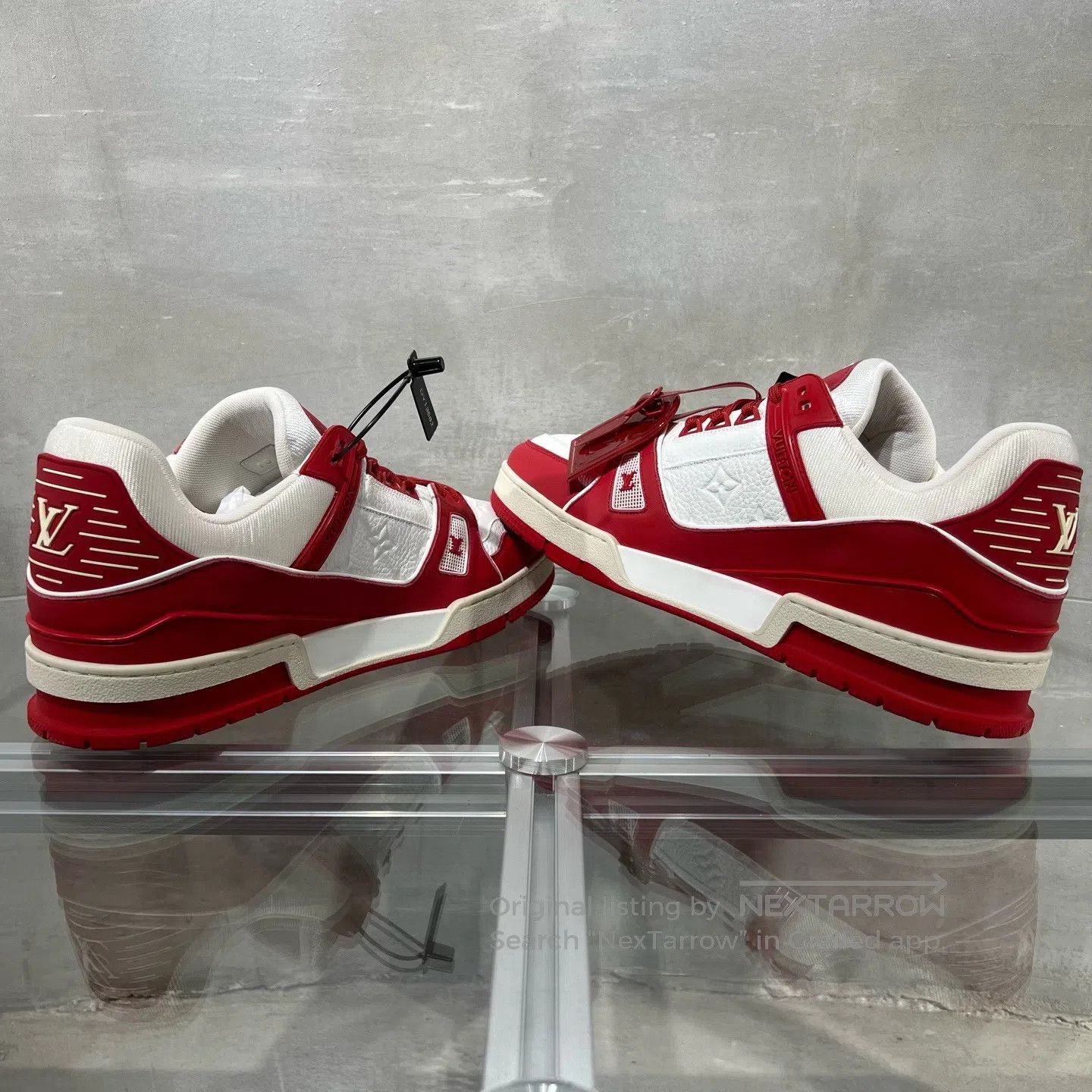 Louis Vuitton Louis Vuitton Trainer White and Red Charity Fund board sho Size US 12 / EU 45 - 5 Thumbnail