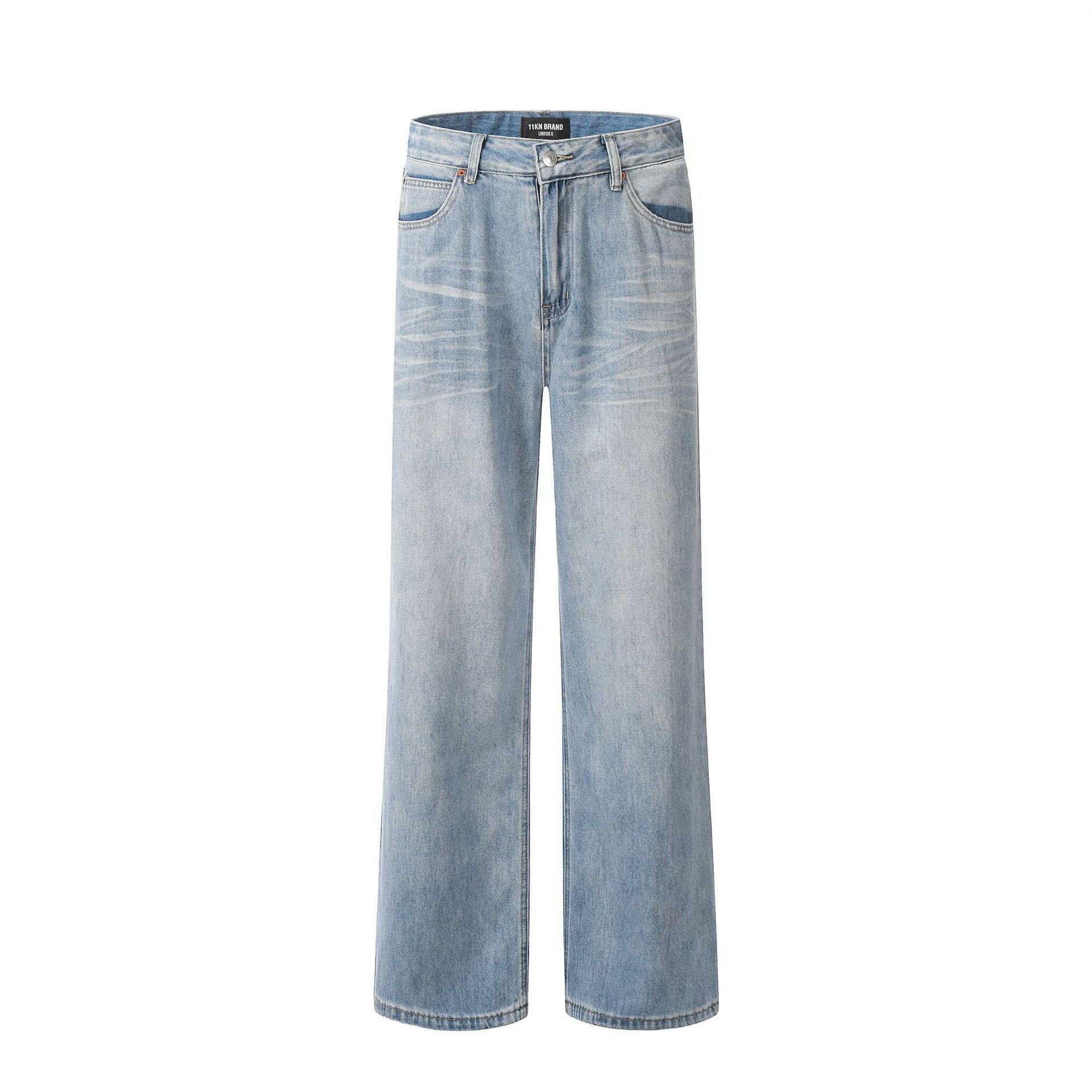 Japanese Brand × Jean Men's washed vintage blue straight wide-leg jeans Size US 32 / EU 48 - 1 Thumbnail