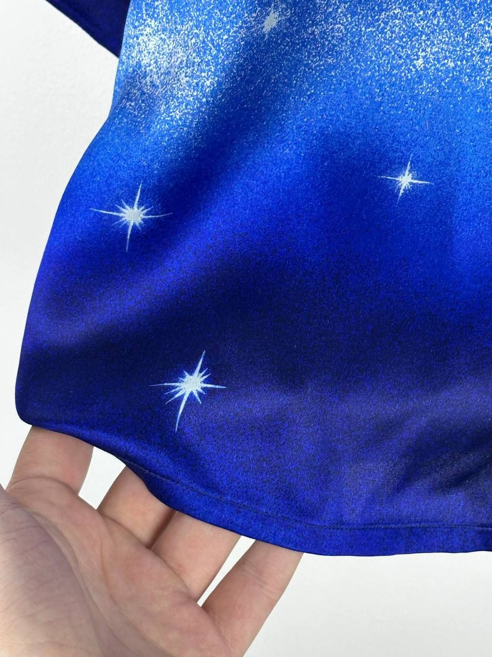 Escada × Vintage 90s Escada Margaretha Ley Blue Space Abstract Silk Blouse Size XS / US 0-2 / IT 36-38 - 7 Thumbnail