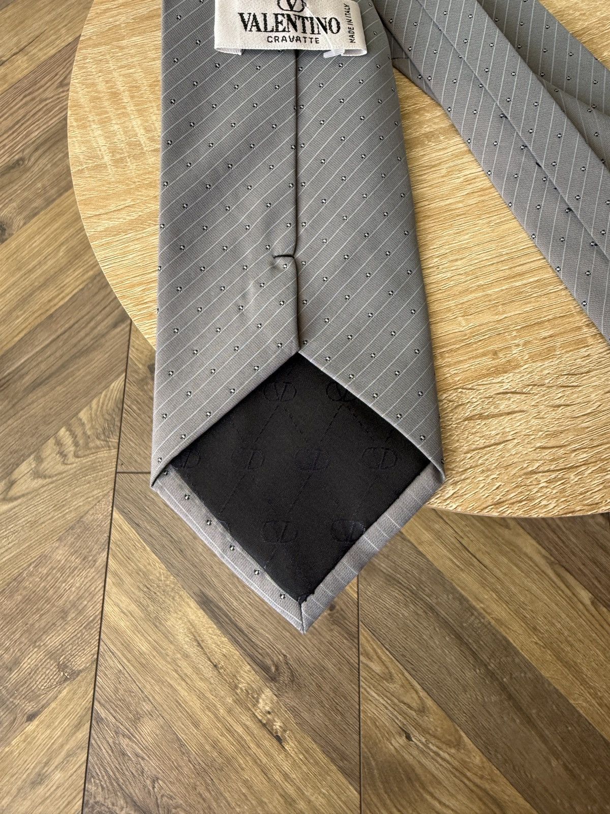 Valentino Vintage Valentino Silk Tie Gray Striped Size ONE SIZE - 5 Thumbnail
