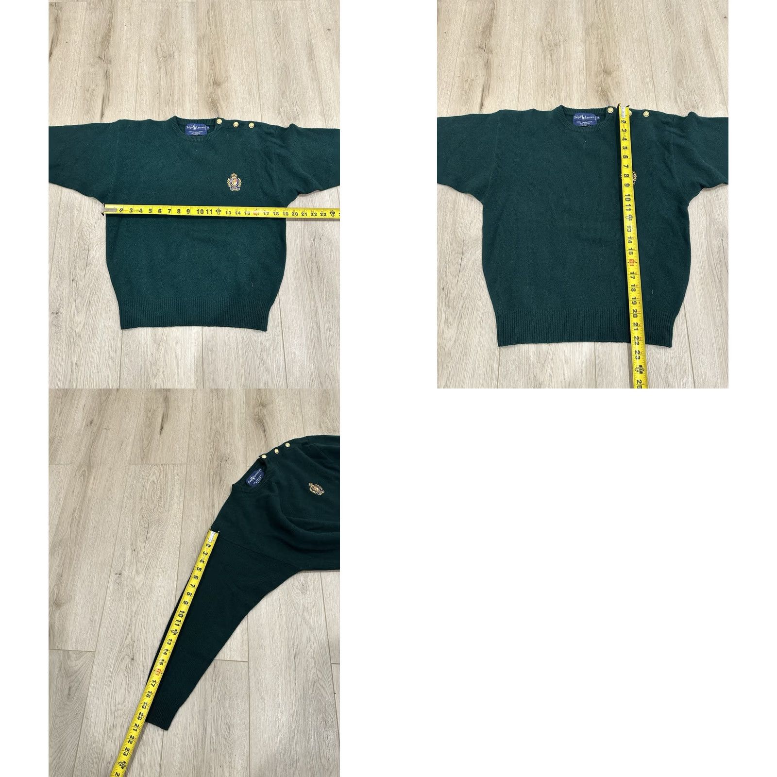 Polo Ralph Lauren VINTAGE Polo Ralph Lauren 90s Embroidered Crest Wool Sweater Green Womens M Size M / US 6-8 / IT 42-44 - 9 Thumbnail