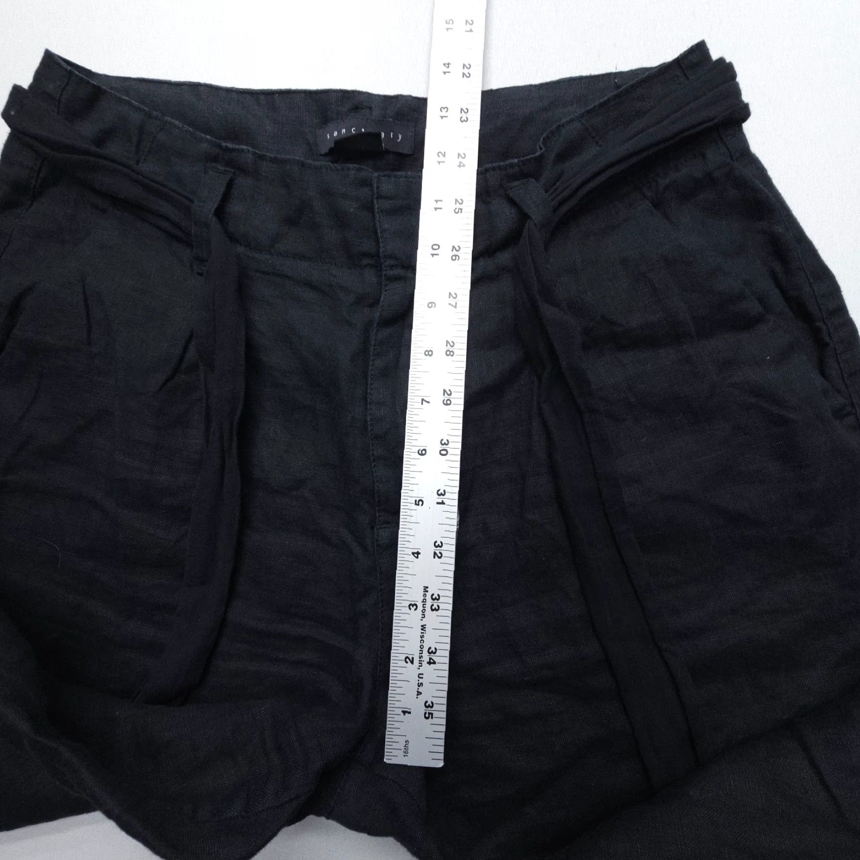 Sanctuary Sanctuary Pants Women 27 Black Linen Wide Leg High Rise Casual Size 27" / US 4 / IT 40 - 6 Thumbnail