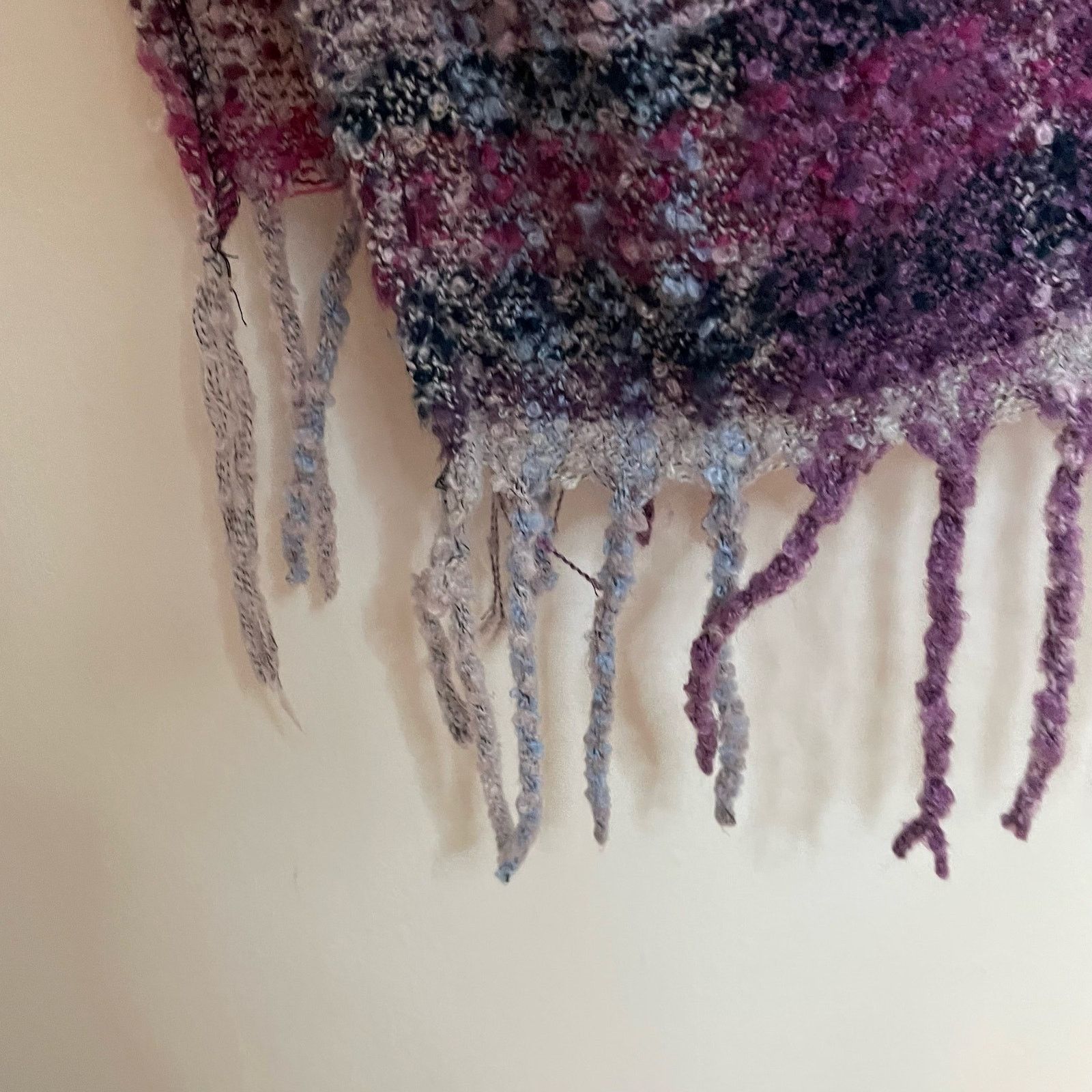 Woolrich Woolen Mills Woolrich Plaid Textured Cape OS Pink Purple Fringe Shawl Size ONE SIZE - 4 Thumbnail