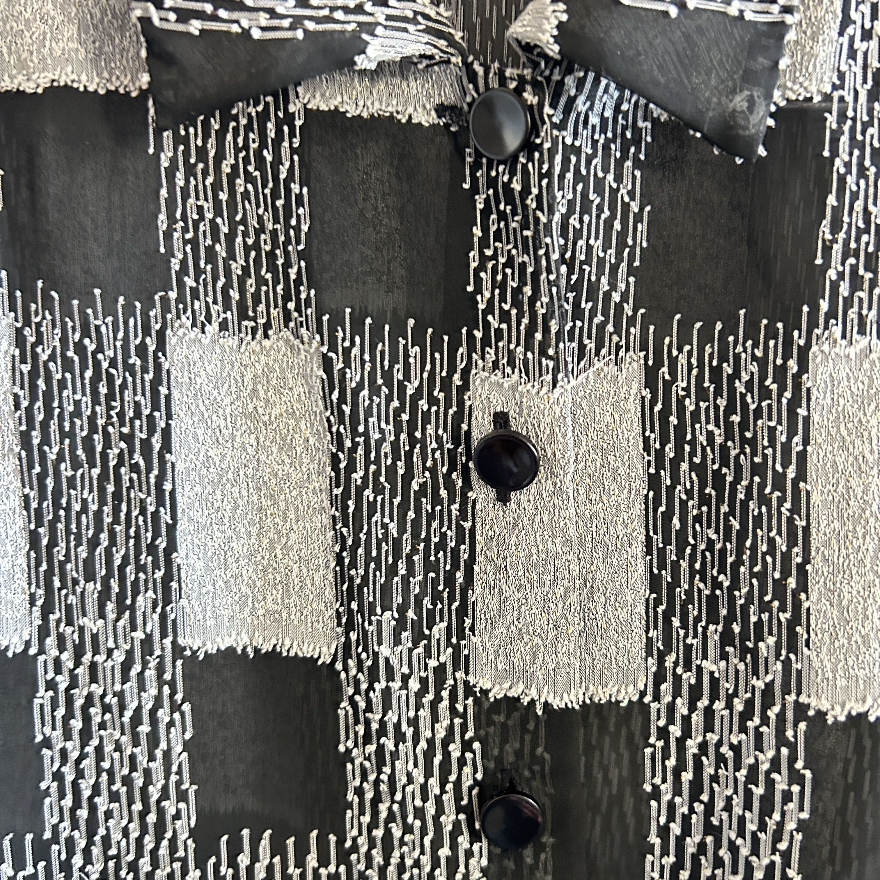 Vintage Vintage 90s Sheer Checkered Monochrome Blouse Size L / US 10 / IT 46 - 13 Thumbnail